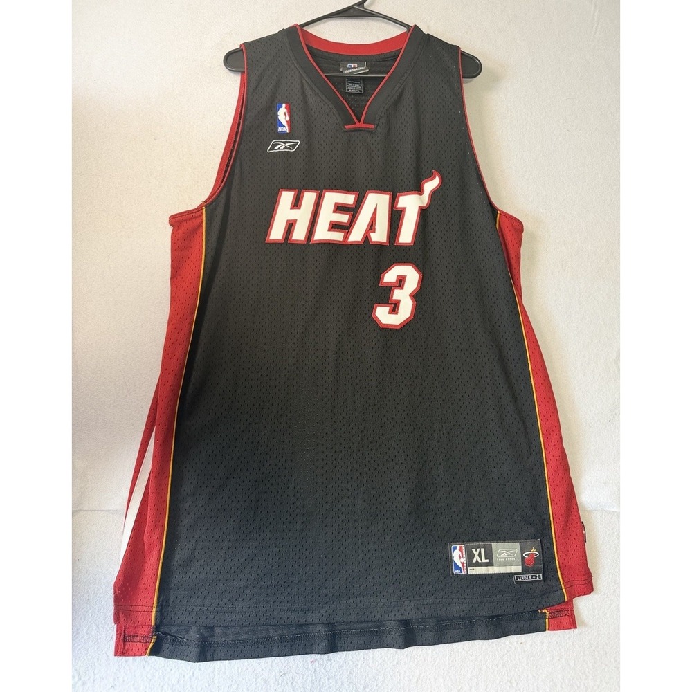Dwayne Wade Miami Heat Authentic NBA Jersey Reebox XL Length +2 Black Sewn #3